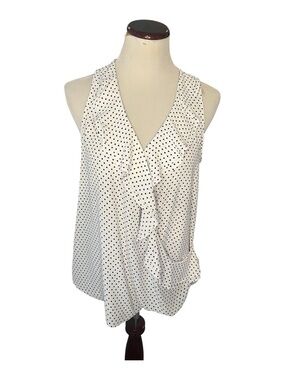 EUC! WHBM Sleeveless Polka Dot Ruffle V-Neck Camisole, Size L